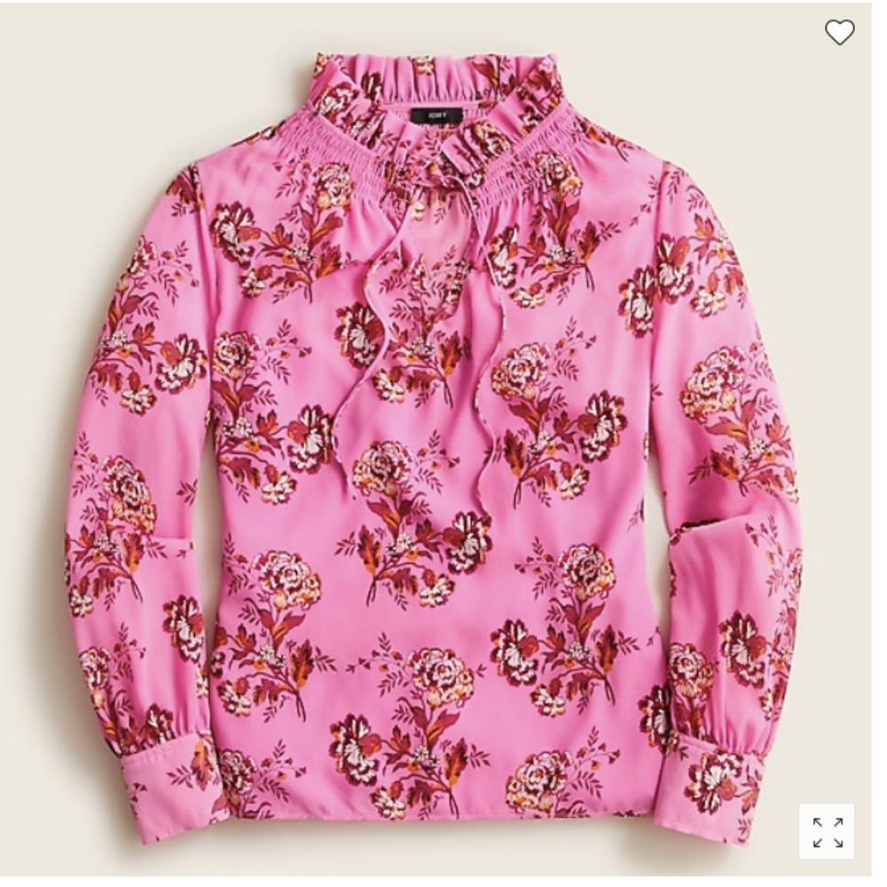 J. Crew Drapey Tie-neck Ruffle Top in Marigold Bouquets